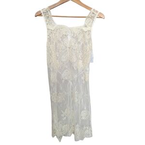 FLORA NIKROOZ Lace Chemise Cream Size XS
